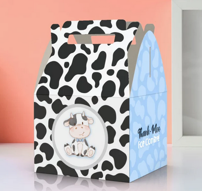 Cow, cute cow, cow pattern, Thank moo, farm, Favor Box