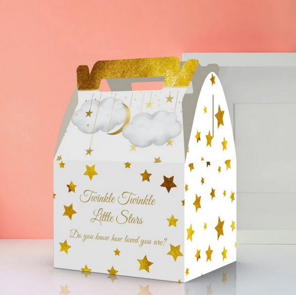 Twinkle Twinkle Little Star Gold, Babyshower, Estrellas, Estrellas doradas Caja de favores