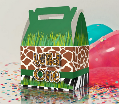 Wild One, Safari Pattern, 1st Birthday, Jungle, Safari Favor box