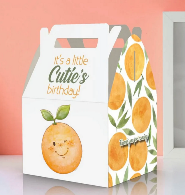 Little Cutie Birthday, Cutie, Oranges, Birthday Favor Box