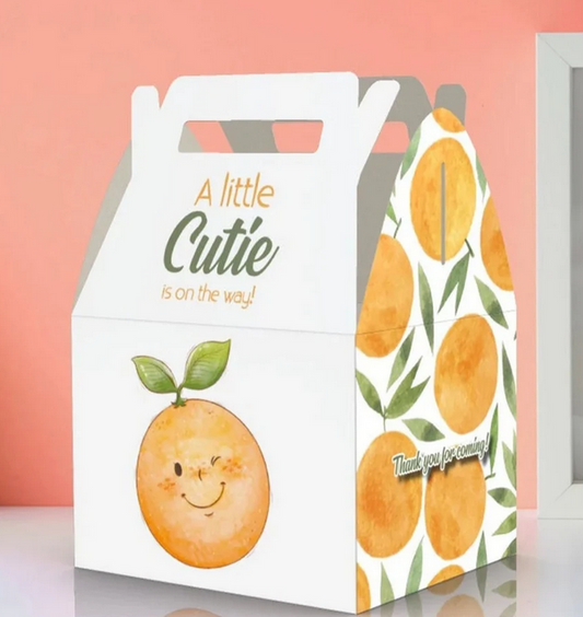 A Little Cutie is on the way, Cutie, Oranges, Babyshower Favor Box