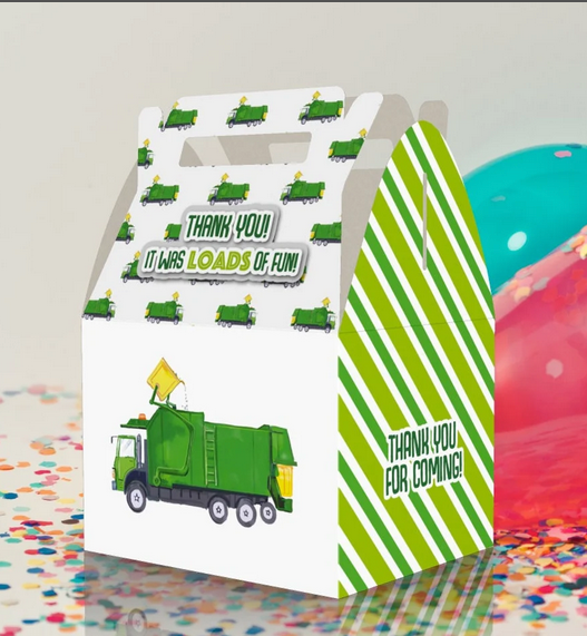 Garbage Truck, Truck, Dump Truck, Baby shower, birthday Party Favor Box