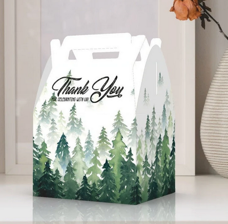 Pine tree thank you box, Pine Tree, Pine tree watercolor Favor Box