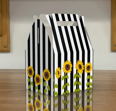 Sunflowers, Sunflower Stripes, Girasoles, Birthday, Babyshower Party Favor Box