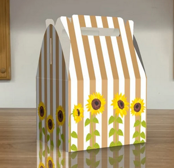 Sunflowers, Sunflower Stripes, Girasoles, Birthday, Babyshower Party Favor Box