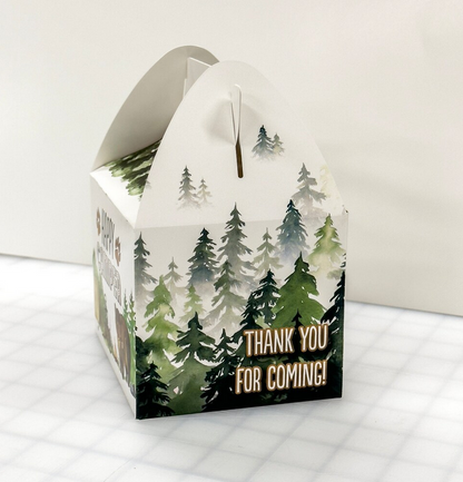 ONE Happy Camper, 1st Birthday, Camping, Woodland Favor Box