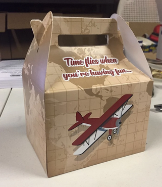 Vintage Planes, Time flies when you're having fun, Map, Baby shower, birthday Party Favor Box