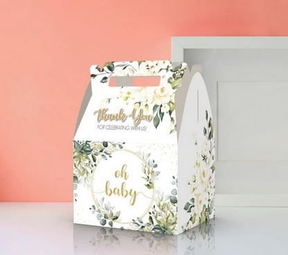 Oh Baby, Greenery, Flowers, Baby Shower Favor Box