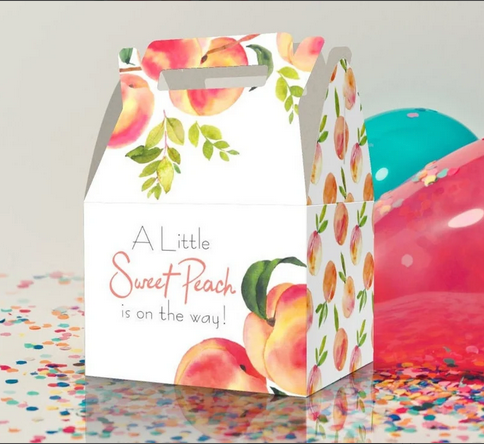 A little sweet peach is on the way, Peaches, Baby Shower Favor Box