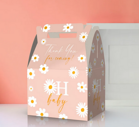 Oh Baby, Daisies, Flowers, Baby shower Party Favor Box