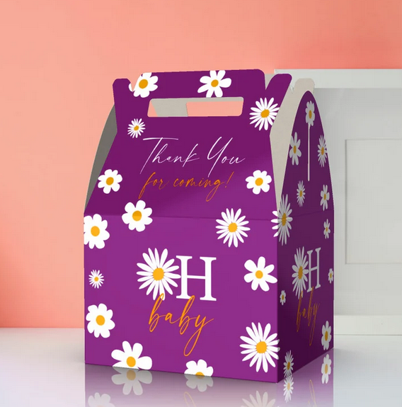 Oh Baby, Daisies, Flowers, Baby shower Party Favor Box