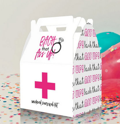 Bach That Ass Up, Weekend Survial Kit, Hangover, Bachelorette Party Favor Box