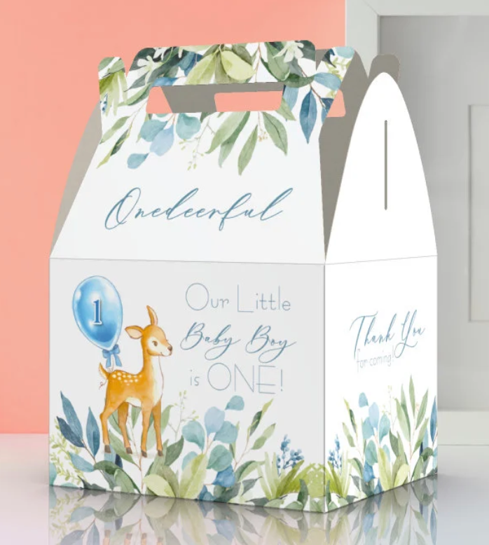 ONE-Deerful, Deer, 1st Birthday, Woodland Favor Box