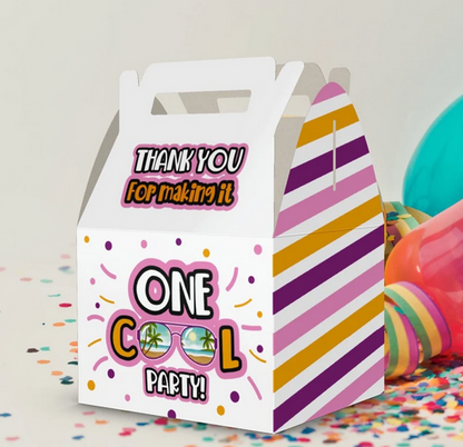 ONE Cool Party, 1st Birthday, Summer Party favor box