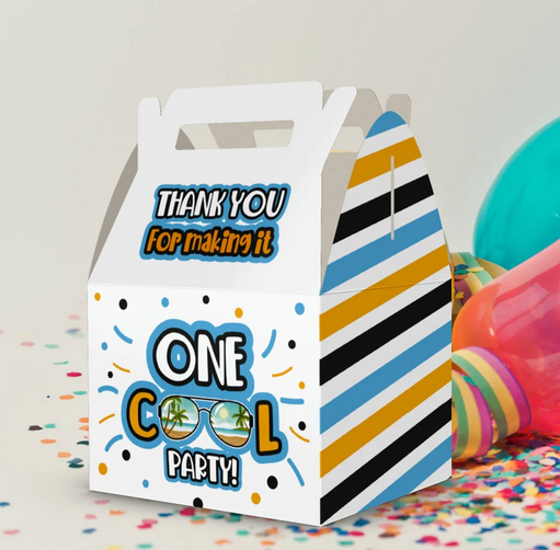 ONE Cool Party, 1st Birthday, Summer Party favor box