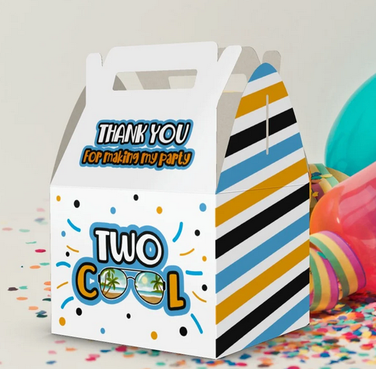 Two Cool, 2nd Birthday, Summer Party favor box