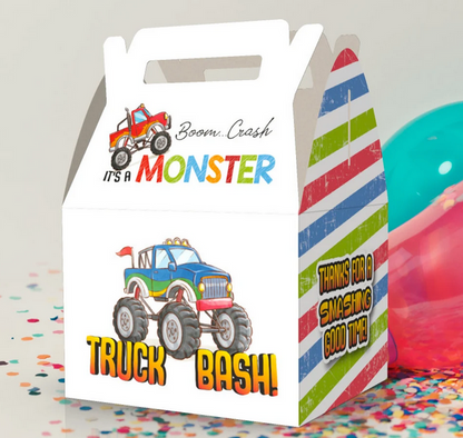 Monster Truck, Trucks birthday Party Favor Box