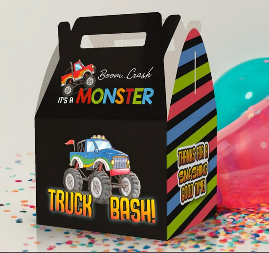 Monster Truck, Trucks birthday Party Favor Box