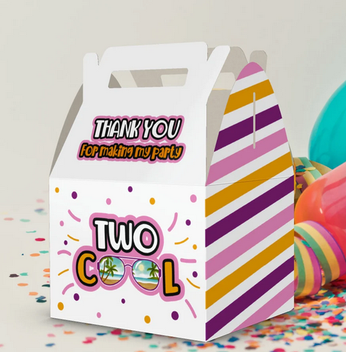 Two Cool, 2nd Birthday, Summer Party favor box