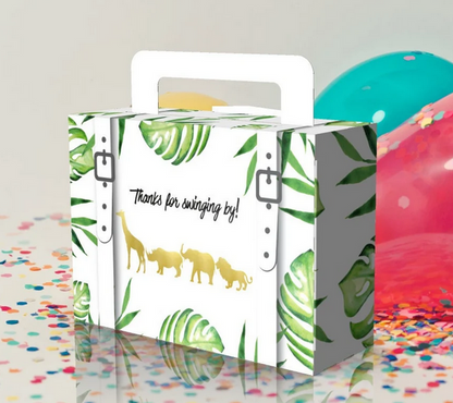 Caja Para Regalos Maleta Selva, Animales Dorados, Vida Silvestre