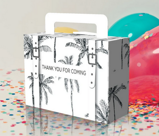 Palm Tree Black and White Suitcase Favor box