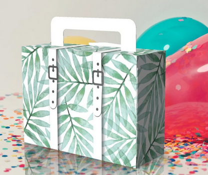 Watercolor Greenery, Pattern, Plants Suitcase Favor box