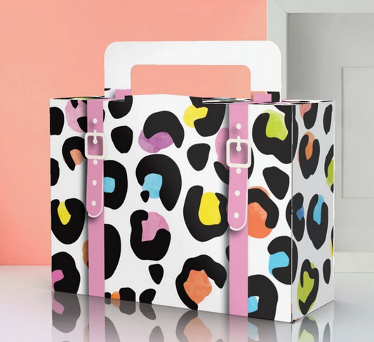 Cheetah, Cheetah Colorful Pattern, Jungle Suitcase Favor box