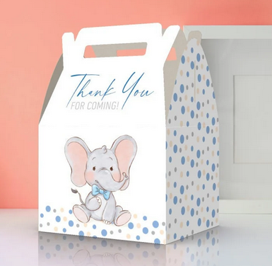 Caja Para Regalos Elefante lindo, manchas azules, manchas rosas