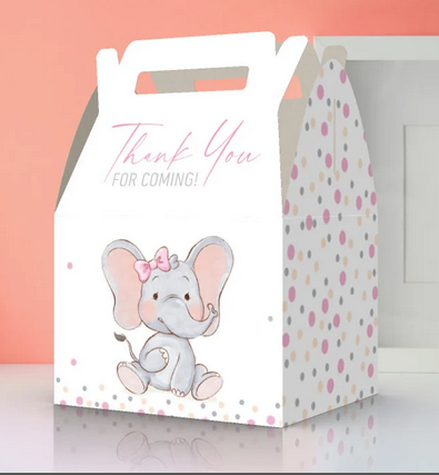 Cute Elephant, Blue spots, Pink spots Favor Box