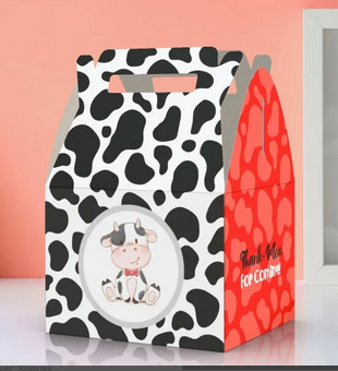 Cow, cute cow, cow pattern, Thank moo, farm,  Favor Box