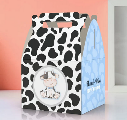 Cow, cute cow, cow pattern, Thank moo, farm,  Favor Box