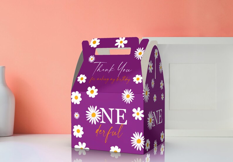 Onederful Daisies, 1st Birthday Party Favor Box