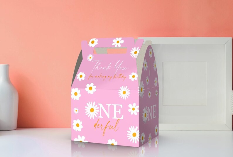 Onederful Daisies, 1st Birthday Party Favor Box