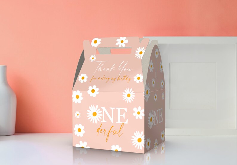 Onederful Daisies, 1st Birthday Party Favor Box