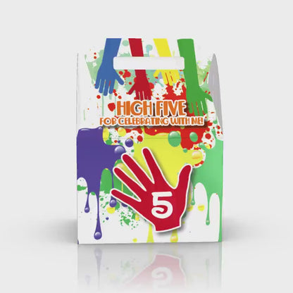 High 5, Paint Splatter, 5th Birthday, Colorful, Birthday Party Favor Box