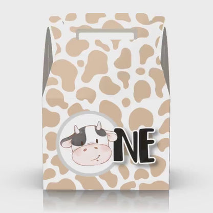 Cow One, 1st birthday, cute cow, cow pattern, Thank moo, farm,  Favor Box