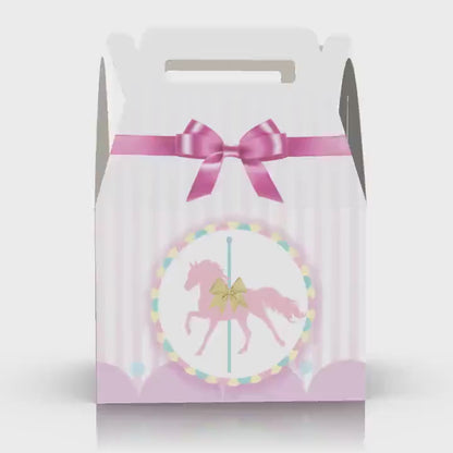 Pastel Carousel, Horses, Carousel, Pink Carousel, Circus Favor Box