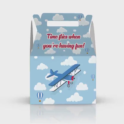 Planes, Hot air balloons, Time flies when you're having fun, Baby shower, birthday Party Favor Box