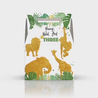 Young Wild and Three, 3rd Birthday, Jungle, Safari Favor box