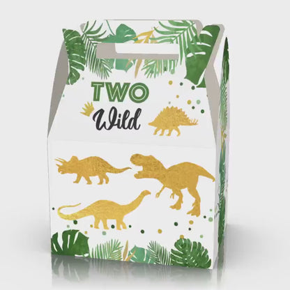 Two Wild, 2nd Birthday, Gold Dinos, Dinosaurs, Jungle, Safari Favor box