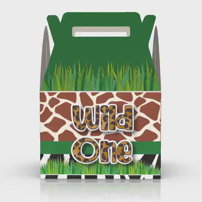 Wild One, Safari Pattern, 1st Birthday, Jungle, Safari Favor box