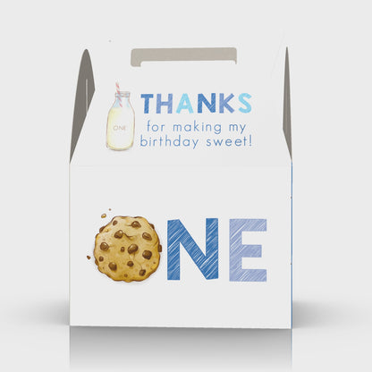 Cookies and Milk, 1st Birthday, Blue, Milk, Cookies Favor box