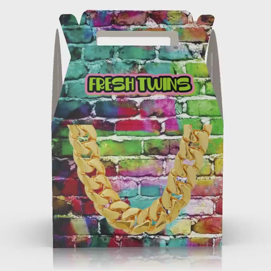 Fresh Twins, Gold Chain, Retro, 80s, 90s, Twins Party favor box