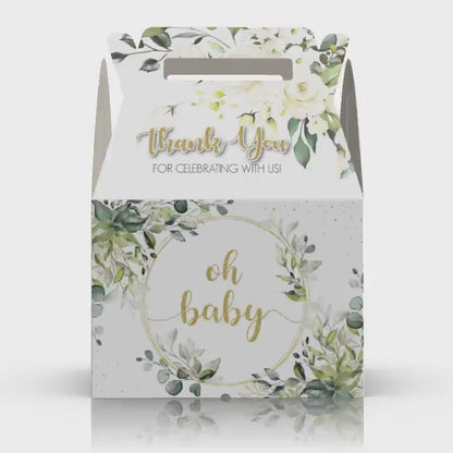 Oh Baby, Greenery, Flowers, Baby Shower Favor Box