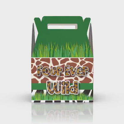 Four Ever Wild, 4th Birthday, Safari Pattern, Jungle, Safari Favor box