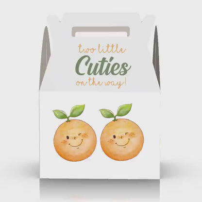 Caja Para Regalos Dos Little Cuties están en camino, Gemelos, Cutie, Naranjas, Babyshower