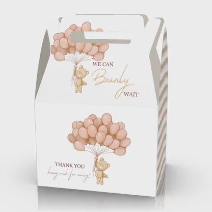 We can Bearly Wait, BROWN, Thank you beary much, Bear, Balloons, Woodland Favor Box