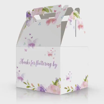 Thanks for fluttering by, Butterflies, Pastel Butterflies, Birthday, Baby shower Favor Box