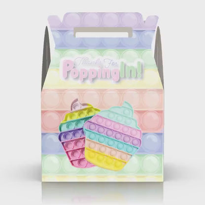 Pastel Pop It, Fidgets, Gracias por poppin conmigo, Caja de favores de fiesta de cumpleaños